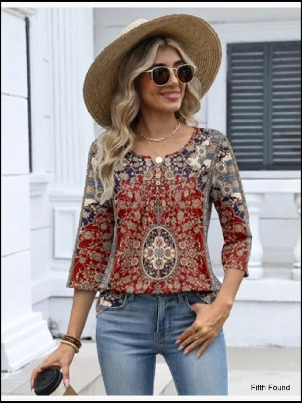 3/4 Sleeve V-Neck Tunic Blouse Dressy Casual Business Work Top - Picture 4 of 7